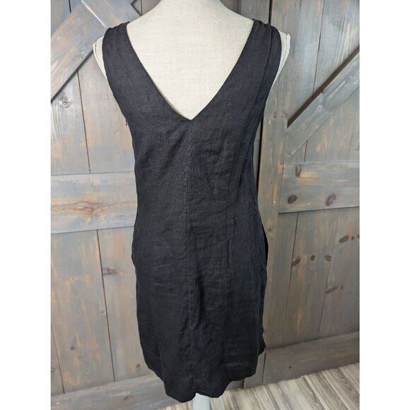 J. Crew Maxine Dress Women's XXS Black 100% Linen Sleeveless V-Neck Mini Shift - Picture 3 of 9